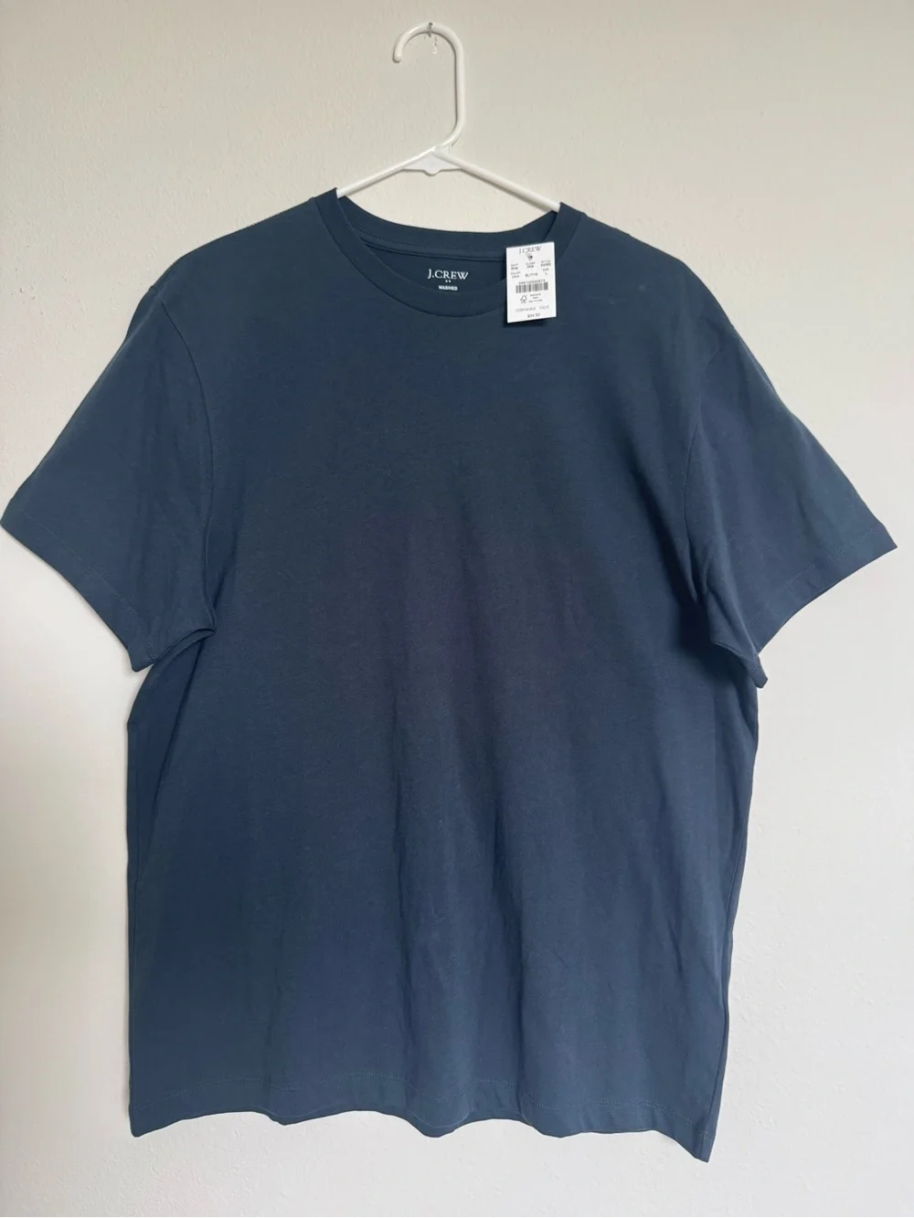 J. Crew Men's Dark Navy Cotton Washed Crewneck Short Sleeve Tee Shirt Large NWT